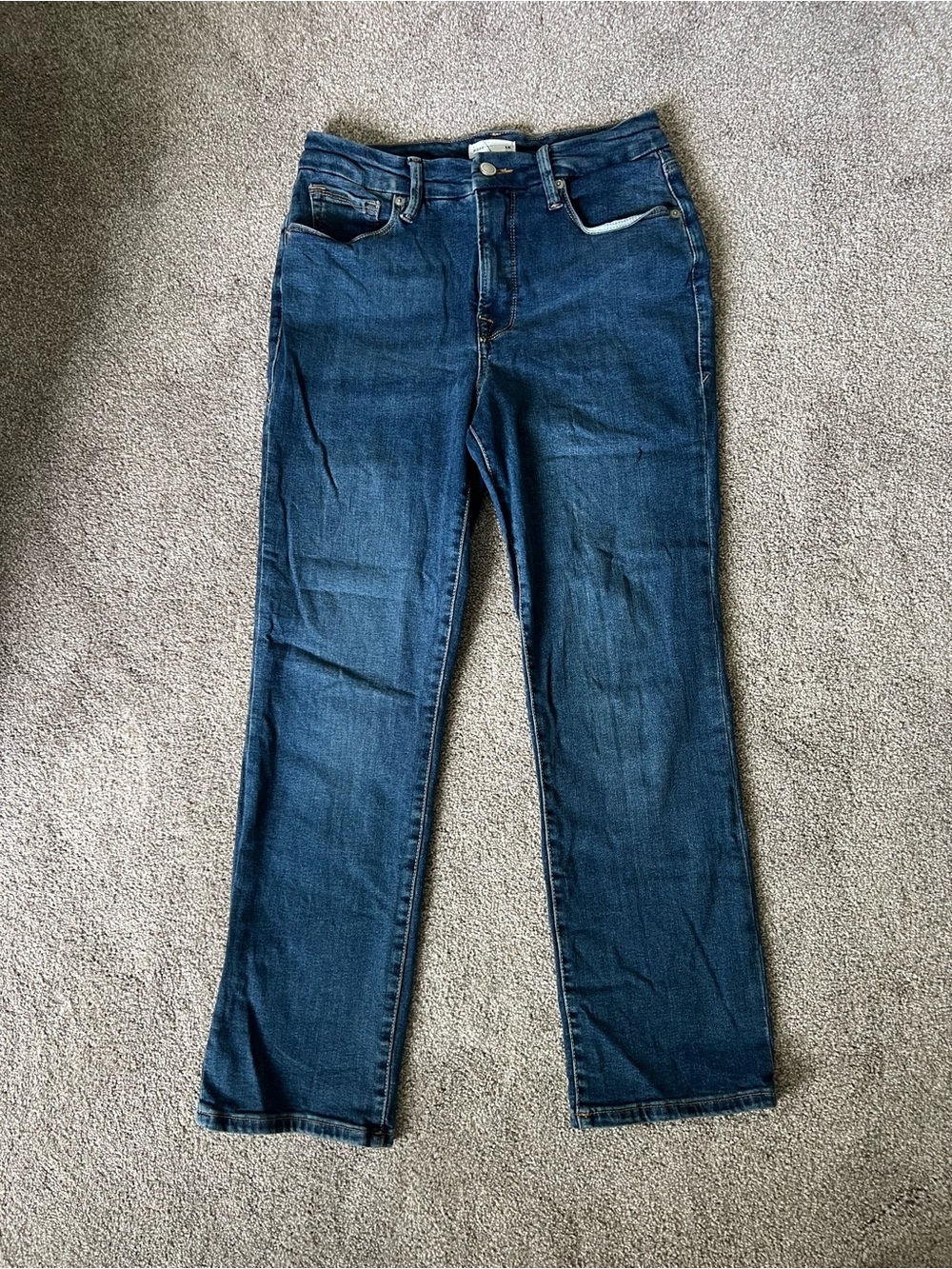 Good American Dark Blue Straight Leg Jeans